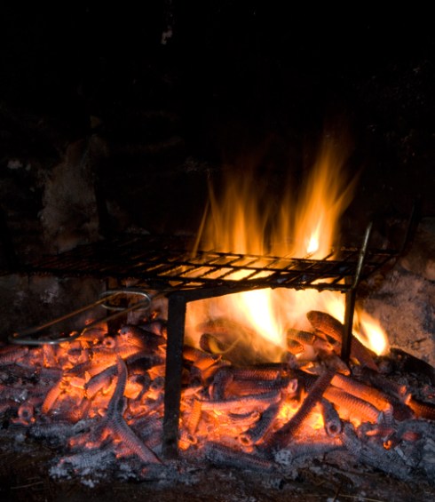 Grella enriba dunha lareira