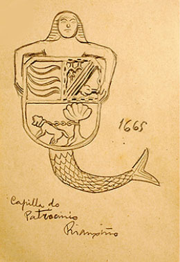 Escudo feito a man por Castelao. Fonte: http://www.museo.depo.es/coleccion/catalogo.castelao/ga.03110000.html?TCWJJqNePI